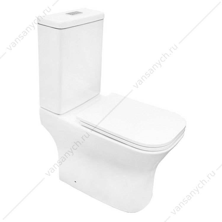 00095338 Унитаз-компакт безободковый смыв ТОРНАДО с сидением микролифт, быстросъем Azario Milagro AZ-8502 AZARIO (Россия/Китай) купить в Тюмени (Ван Саныч™)